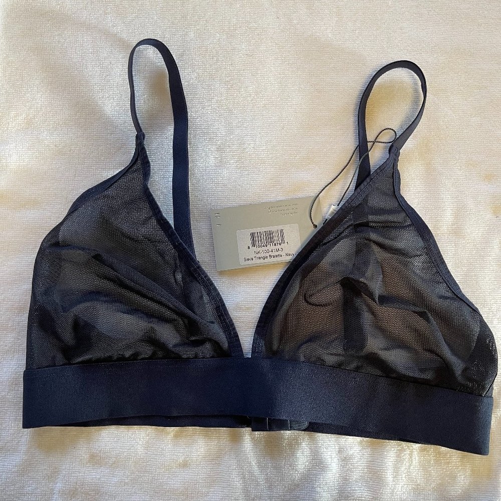 Sieve Triangle Bra - Navy - Wirefree - 34D 34DD 36C 36D